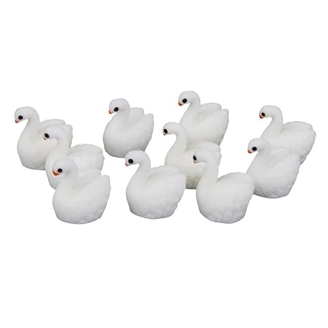 Electomania 10 pcs Toys Dollhouse Bonsai Fairy Garden Landscape Swan for Decoration ?White?