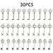 Mixed Set of 30 Vintage Old Look Skeleton Keys Fancy Heart Bow Necklace Pendants (Silver)