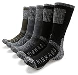 MIRMARU M201-Men's 5 Pairs Multi Performance Outdoor Sports Hiking Trekking Crew Socks (2Black, 2Char, 1Olive)