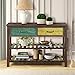P PURLOVE Console Table Sofa Table Console Tables for Entryway Hallway Bathroom Living Room with Drawers and 2 Tiers Shelves (Colorful)