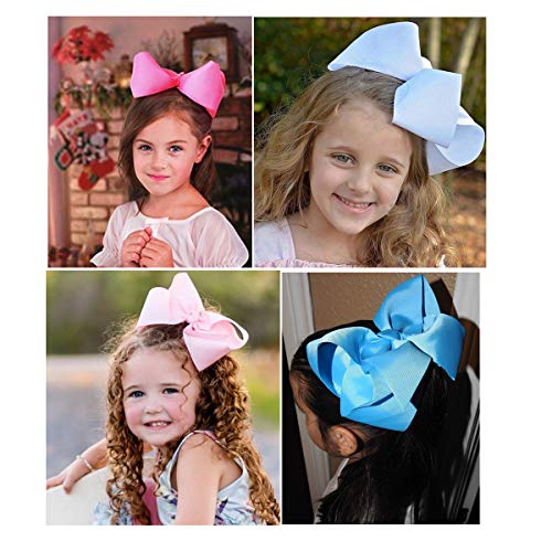 16Pcs 8 Inch Bows Large Big Boutique Grosgrain Ribbon Hair Bows Alligator Hair Clips For Girls Toddlers Kids Teens