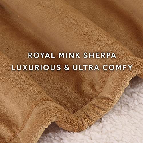 Sunbeam Royal Mink Sherpa Honey Heated Personal Throw / Blanket, Cozy