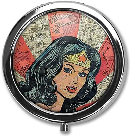 Hanbalin - Captain Custom Round Silver Pill Box Pocket 2.1 inches Medicine Tablet Holder Organizer Case for Purse