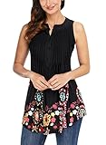 Ecrocoo Women's Sleeveless Tunic Summer Floral Flare Tank Top