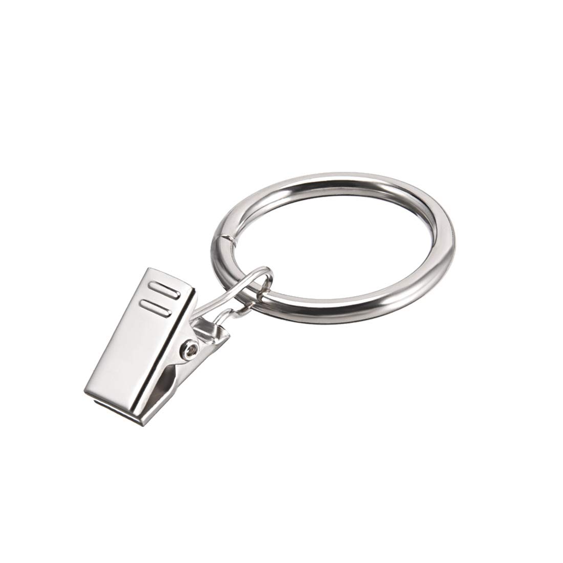 sourcingmap Curtain Clip Rings with Hooks Metal 1 Inch Inner Dia 3.5mm Thickness Drapery Ring for Window Curtain Rods Silver Tone 24 Pcs