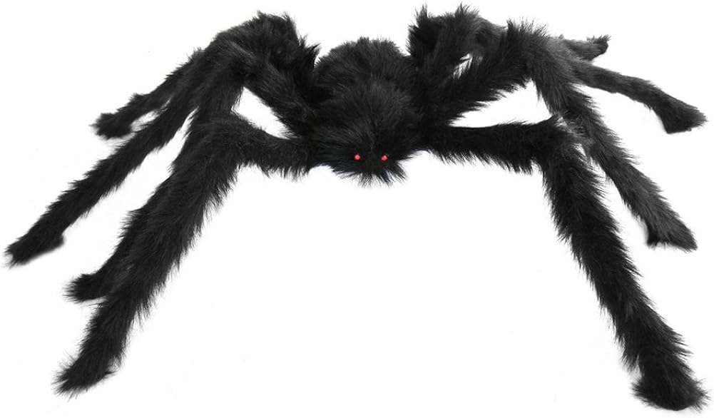 Amazon Com Seasonstrading Large Black Hairy Spider Scary Creepy Halloween Decoration Prop Clothing