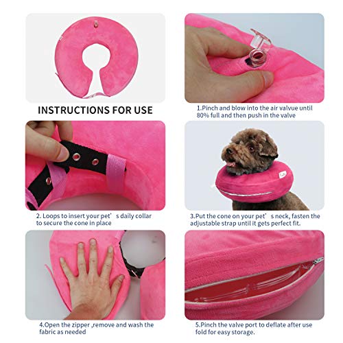XHE Adjustable Inflatable Dog Cone Collar, Soft Protective Pet