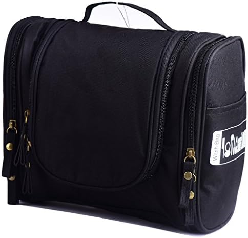 QHamThim Hanging Toiletry Bag Organizer Travel Accessories Cosmetic Rugged Luggage Tote Packing Organizers Sturdy Hanging Hook Shower Bag Black