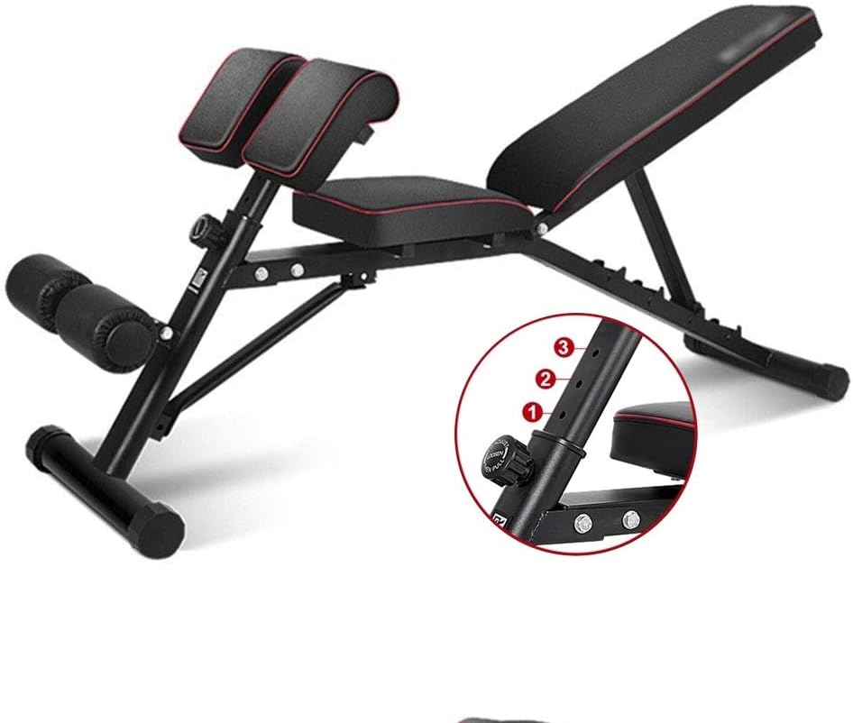Adjustable Benches Weight Bench Home Fitness Equipment Pectoral Abdominal Board Folding Sit-up Board Adjustable Dumbbell Bench Sports Fitness Equipment (Color : Black, Size : 1708544cm)