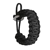 Gonex Premium Paracord Bracelet Excellent 550 Cord Parachute Cord Bracelet with Fire Starter &Eye Knife for Hiking Camping Advanture Fits 8-10 Inch Wrist (Black)
