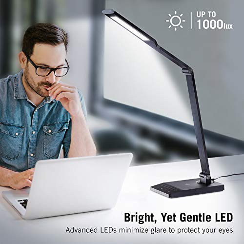 TaoTronics TT-DL048 Desk Lamp with 1000 Lux Bright Yet Eye-Caring LED Panel and 5 Color Modes, USB P - coolthings.us