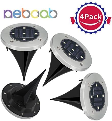 NETCAT Solar Pathway Lights Outdoor, Waterproof Outdoor Solar Lights for Garden, Landscape, Path, Yard, Patio, Driveway, Walkway- (4 Pack)(White)