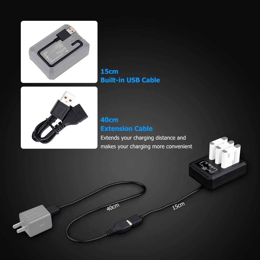 JJC USB Triple Camera Battery Charger Adapter for Ricoh DB-110 Battery on GRIII for Olympus LI-90B Battery Camera Battery Chargers - Image 4