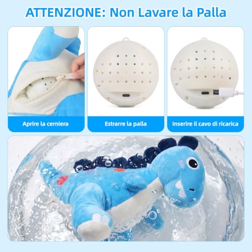 Tokiyis Giochi Neonato 6 Mesi, Dinosauro Peluche Interattivo Musicale Strisciare per Tummy Time, Giocattolo per Imparare a Strisciare da 6 7 8 9 10 12 Mesi, Regalo per Bambini Giocattolo 1 2 3 Anni