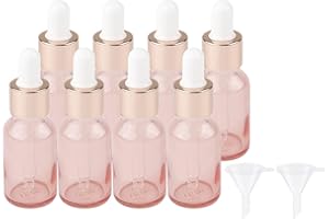 Kesell 8 Pack 15ml Pink Dropper Bottles, 1/2 oz Empty Refillable Glass Sample Vials for Essential Oils, DIY Perfume Travel Co
