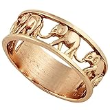 Elephant Migration Eternity Ring Rose Gold-Tone Plated Sterling Silver 925 Sizes 4-15