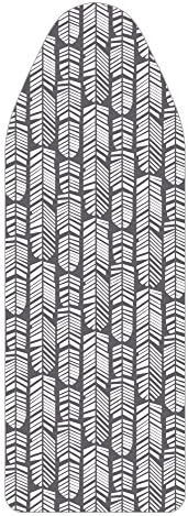 VieveMar Ironing Board Cover Premium Cotton, EASY FIT with DrawString, NO DYE TRANSFER! UNIQUE ArtDeco DESIGN, Heat Reflective and Scorch Resistant, Fits Boards up to 17" x 56" (FEATHERS)
