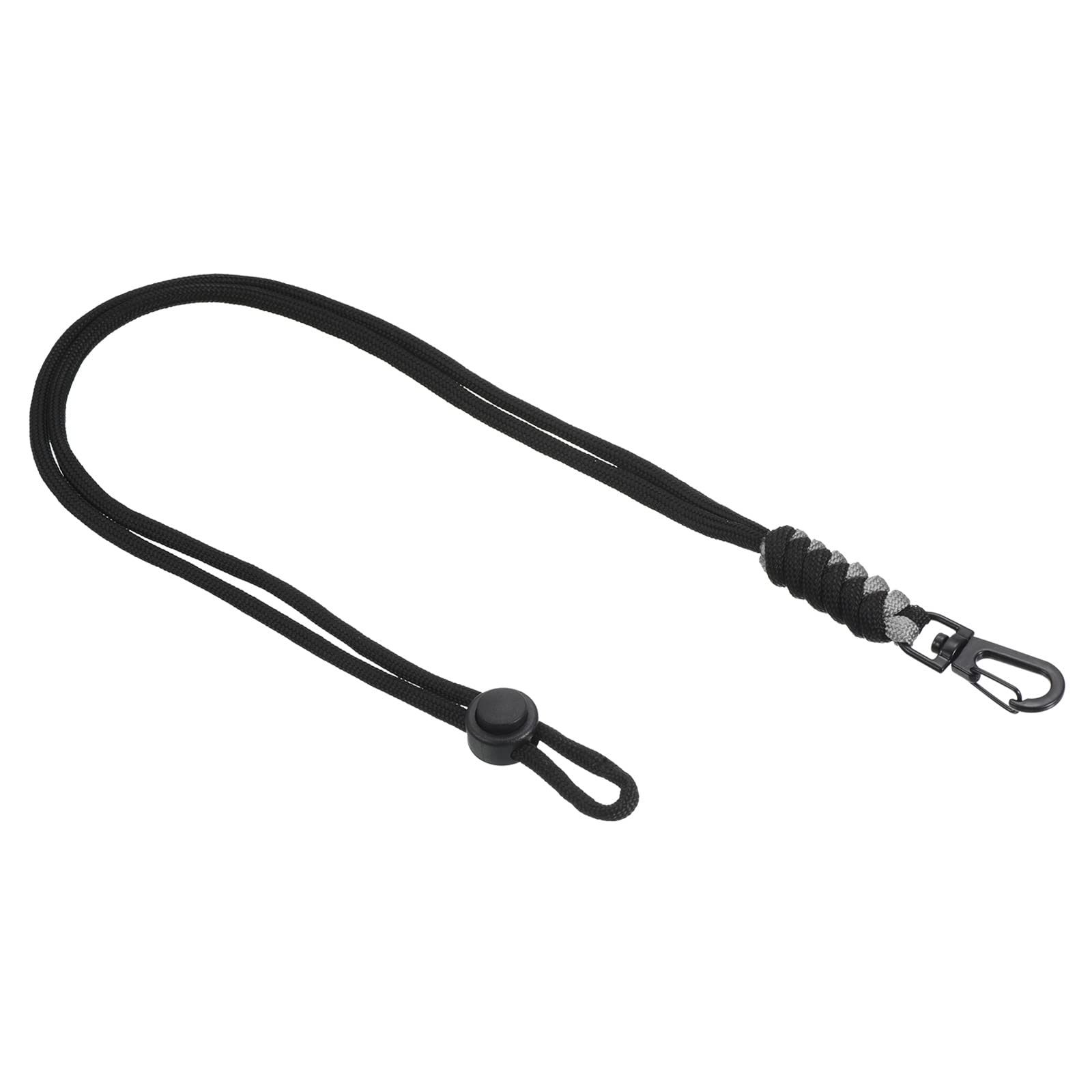 PATIKIL Badge Lanyard with Snap Hook 19 Inch, Braided Neck Keychain Strap Adjustable Cord Lock for Keys Whistles Wallets, Grey