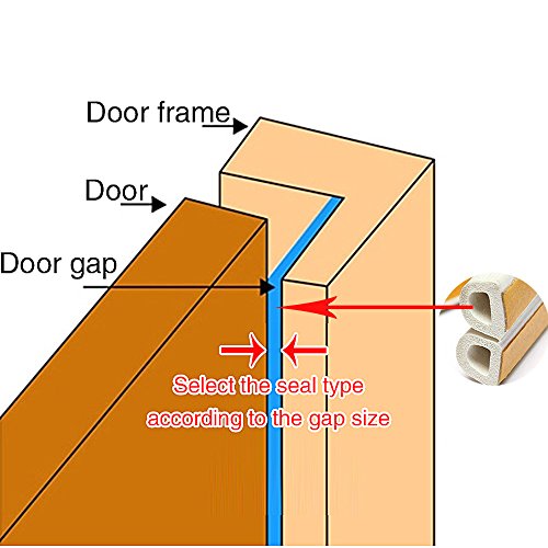 YOAYO Foam Weather Stripping,Door Window Seal Strip for Cracks and Gaps,Anti-collision Rubber Self Adhesive Weatherstrip Seal,White,16.4 Feet