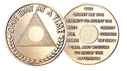 Al-Anon Triangle One Day At A Time Medallion Serenity Prayer Plain Front