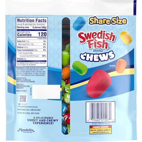 SWEDISH FISH CHEWS SOFT & CHEWY CANDY, SHARE SIZE, 8.12 OZ