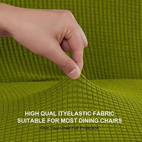 Leanking Knit Spandex Fabric Stretch Removable Washable Dining Room Chair Slipcover Home Decor Set of 4 (Grey Leaf, 4 Pcs) - Thumbnail 4