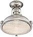 Possini Euro Design Verndale Industrial Ceiling Light Semi-Flush Mount Fixture Brushed Nickel Dome 11 3/4