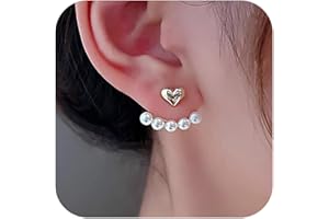 LOVPEPY Boho CZ Ear Jacket Earrings for Women 14K Gold Plated Sterling Silver Bling Shiny Flower CZ Dangle Earring Front Back Tassel Drop Stud Earring Wedding Christmas Jewelry Gift