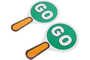 BESPORTBLE 2pcs Double Sided Paddle Sign for Classroom Teaching Red Stop and Signals Educational Traffic Safety