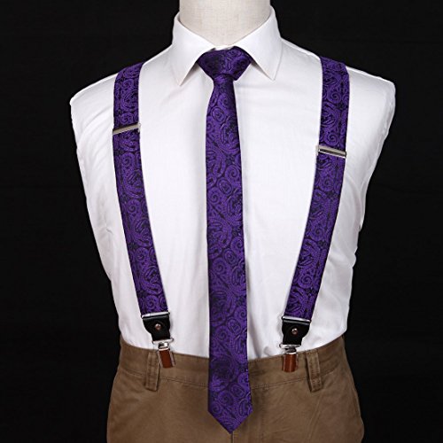 EFDB0019 Dark Violet Black Patterns Skinny Tie Microfiber Inspire For Dad Braces Skinny Tie Set By Epoint