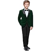 Boyland Boys Tuxedo Suit Velvet Peak Lapel Vintage 2 Pieces Slim Fit Jacket Pants Suit Set Prom Party