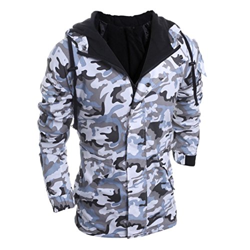 Mens Sweater,Neartime Men's Camouflage Windbreaker Hoody Coat Outwear (XXL, Gray)