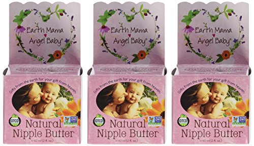 Earth Mama Angel Baby Natural Nipple Butter, 2 oz Jars, Pack of 3