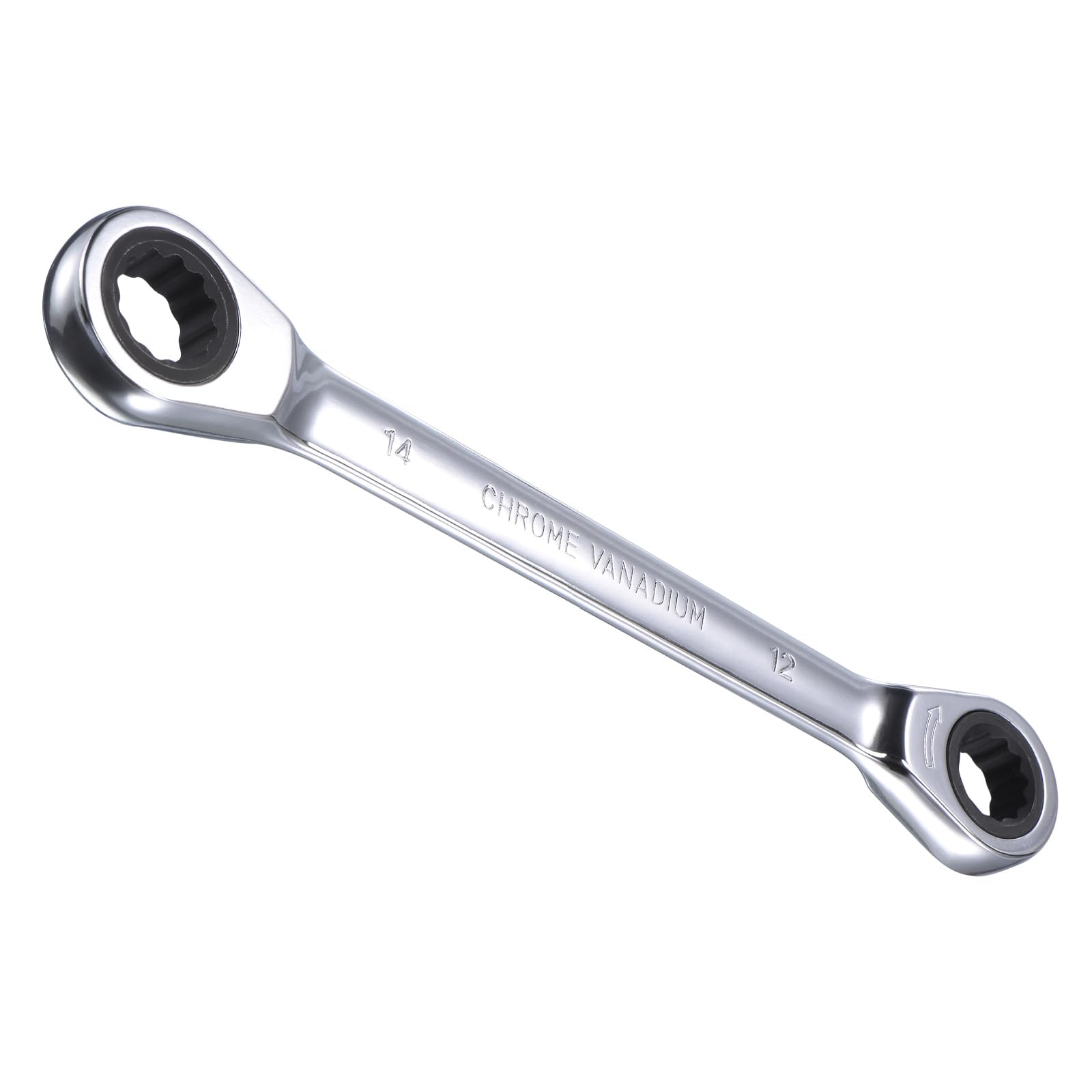 CoCud Double Box End Reversible Ratcheting Wrench, Metric 12 by 14mm Box End Size 72-Teeth, Cr-V Ratchet Spanner - (Applications: for Repairs)