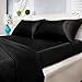 Natural Life Home Ultra Soft and Silky Satin Sheet Set 4-Piece (Queen, Black)