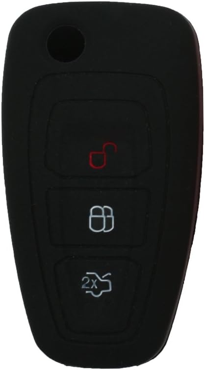 BROVACS Silicone Cover Protector Case Holder Skin Jacket Compatible with FORD Focus 3 Button Flip Remote Key Fob CV9704 Black