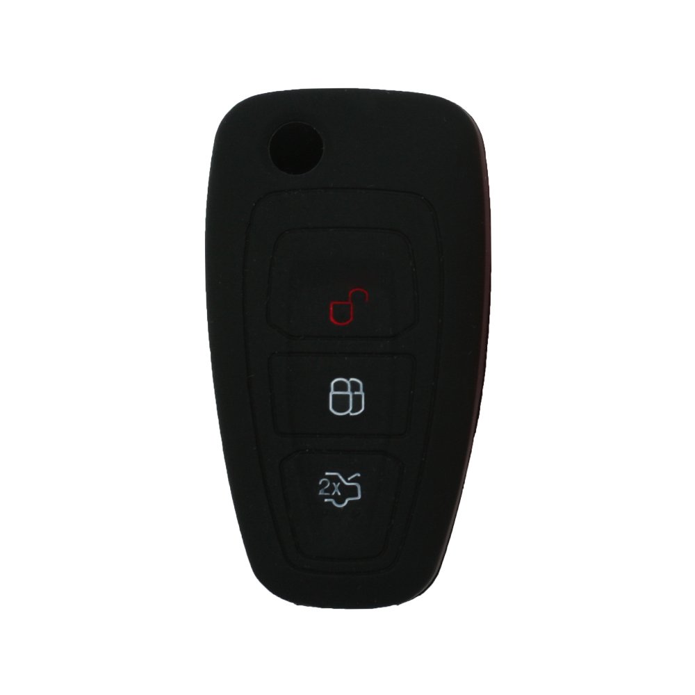BROVACS Silicone Cover Protector Case Holder Skin Jacket Compatible with FORD Focus 3 Button Flip Remote Key Fob CV9704 Black