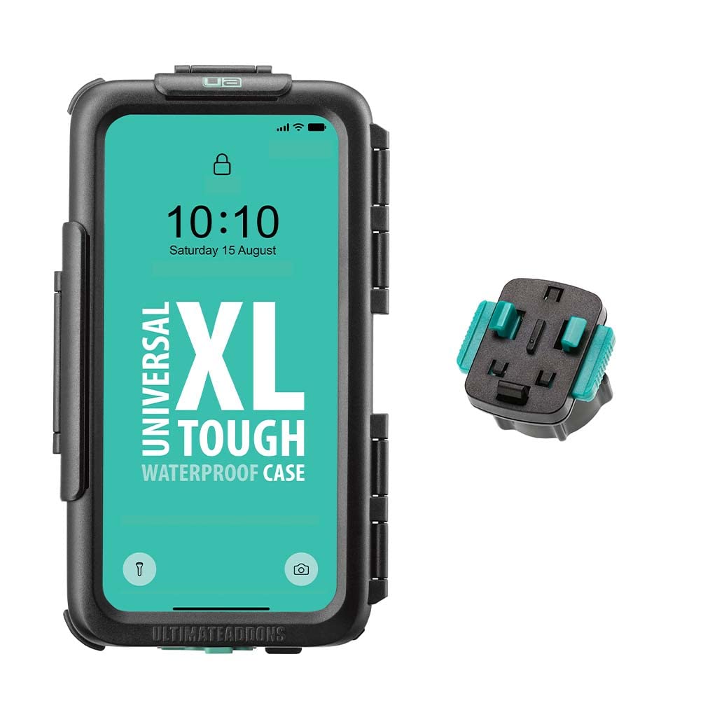 Ultimateaddons Universal Smartphone Slim Tough XL (158 x 78mm) Waterproof Case with Female 3 Prong Adapter Black