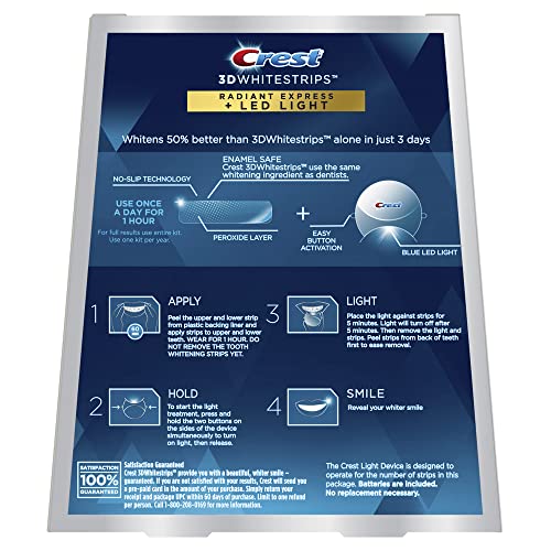 Crest 3D Whitestrips, Radiant Express with LED Accelerator Light, Teeth