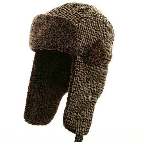 Big Size Tweed Sherpa Lining Trooper Hat-Brown XL Big Size Tweed Sherpa Lining Trooper Hat-Brown XL