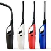 4 Pack Lighter Refillable Butane Lighters, Flexi-Wand Candle Lighters for Candle Camping Fireplace Party BBQ Grill(No Fuel)