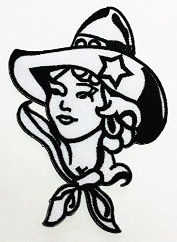 Retro Western Woman Cowgirl Biker Motorcycle DIY Applique Embroidered Sew Iron on Patch p#138