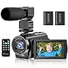 Aabeloy Caméscope Caméra Vidéo, Appareil Photo Numérique avec Microphone HD 1080p 24MP Zoom Numérique 16X LCD 3,0 Pouces…