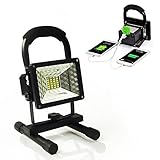 Vaincre 15W 24LED Outdoor Floodlight Camping Lights Portable LED Work Lights, Built-in Rechargeable Lithium Batteries with USB Ports to charge Mobile Devices (Yellow)