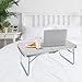 Foldable Laptop Table Lapdesk, Breakfast Bed Serving Tray, Portable Mini Picnic Desk, Notebook Stand Reading Holder for Couch Floor, Folding in Half w’ Inner Storage Space, Aluminium Alloy Leg, Silverthumb 1