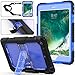 SEYMAC Stock for iPad Mini Case for Kids, 3 Layers Shockproof Full-Body Protective Hard PC & Soft Silicone Case with [Portable Strap]&[Built-in Kickstand] for Apple iPad Mini 1/2/3 (Blue/Black)