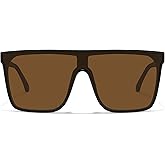 Fozono Trendy Square Oversized Sunglasses for Women Men Retro Flat Top Shield Sun Glasses UV Protection Once Piece Lens