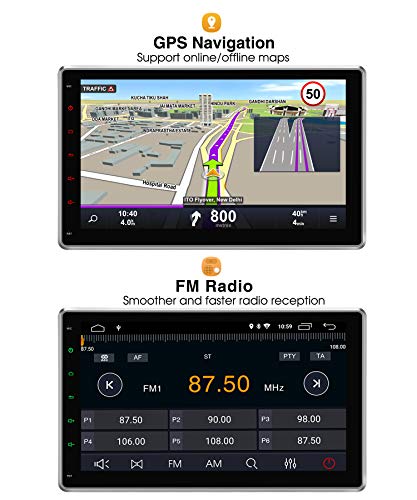 PUMPKIN 10.1 Inch Single Din Android 9.0 Car Stereo with GPS, WiFi, Support 128GB USB, Backup Camera, Android Auto, Detachable IPS Touch Screen, 1 Din 2 Din Universal - Thumbnail 3
