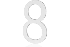REAVOR 3 Inch Adhesive House Numbers - White Address Numbers for Apartment Door Farmhouse Mailbox Office Hotel Outside, Address Numbers and Letters, Frosted Matte White Acrylic House Number 8
