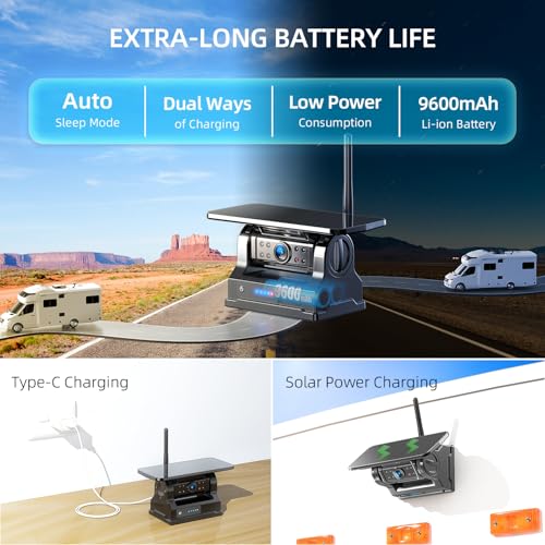 eRapta Magnetic Solar Wireless Backup Camera: HD1080P 5” Touchscreen Portable with DVR, BSD, 1-Min Install-Free IR Night Vision Hitch Backup Camera for Trailer/Truck/Small RV/Camper/Tractor